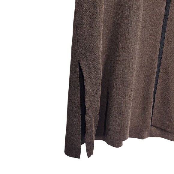 Exclusively Misook Women's Classic Knit Slinky Tunic Top Brown & Black Size XL - Picture 2 of 12